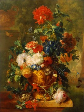 Flores Painting - Flores con estatuas Jan van Huysum flores clásicas